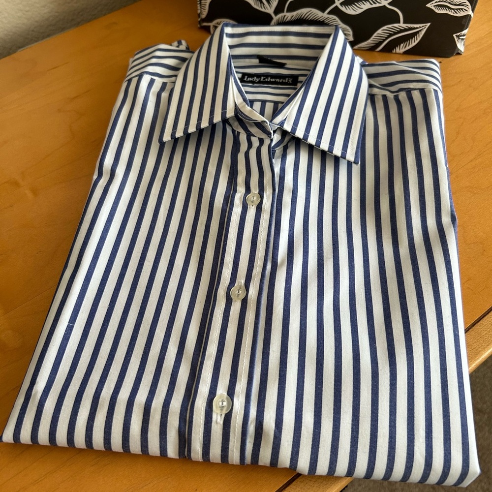 Blue and White Striped Men's Shirt